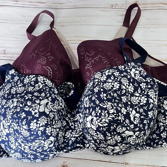 Cacique Bundle of 2 Bras in Burgundy and Blue size 46 C - Picture 4 of 7